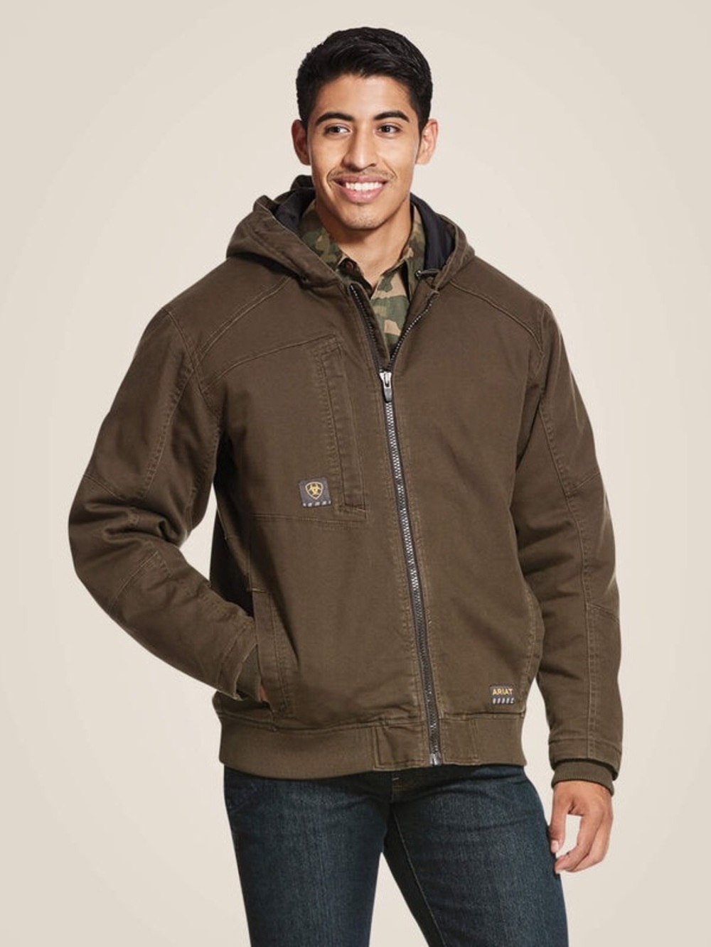 Ariat Olive Brown Hooded Shirt Jacket
